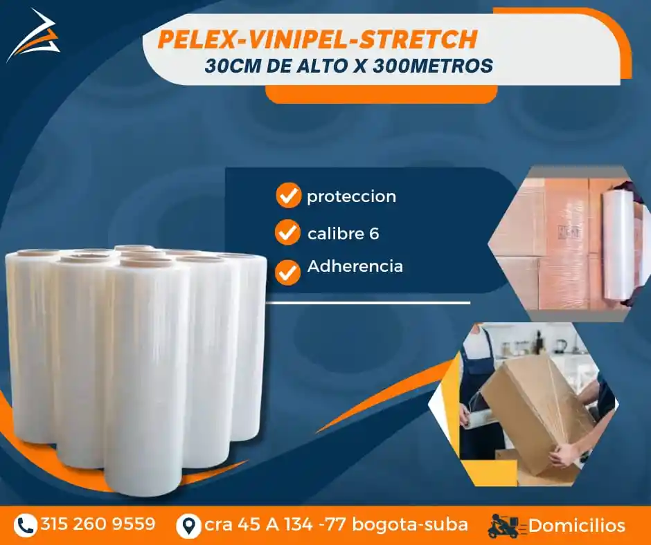 Vinipel-pelex Para Empaque Transparente 30cmx300m Embalaje Para Mudanza