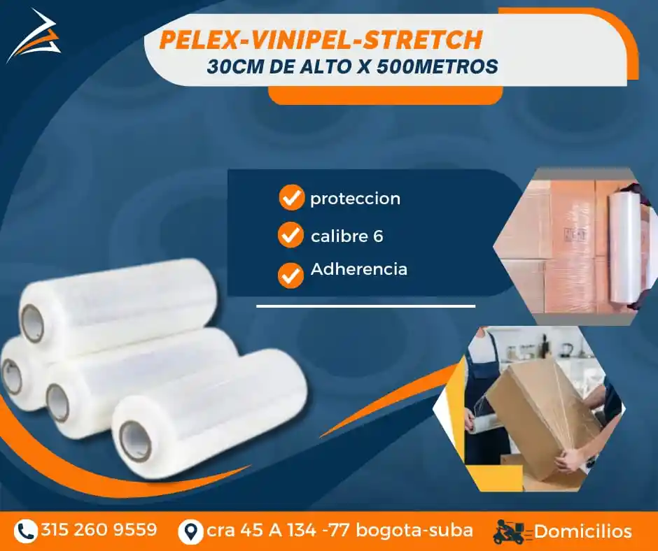 Vinipel-pelex Para Empaque Transparente 30cmx500m Embalaje Para Mudanza