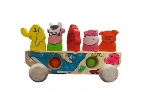 Juguete Carrito De Animales Artesanal Para Niños Niñas