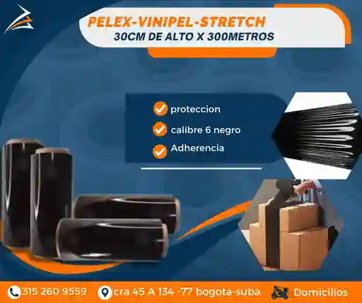 Vinipel-pelex Negro Para Empaque 30cmx300m Embalaje Para Mudanza