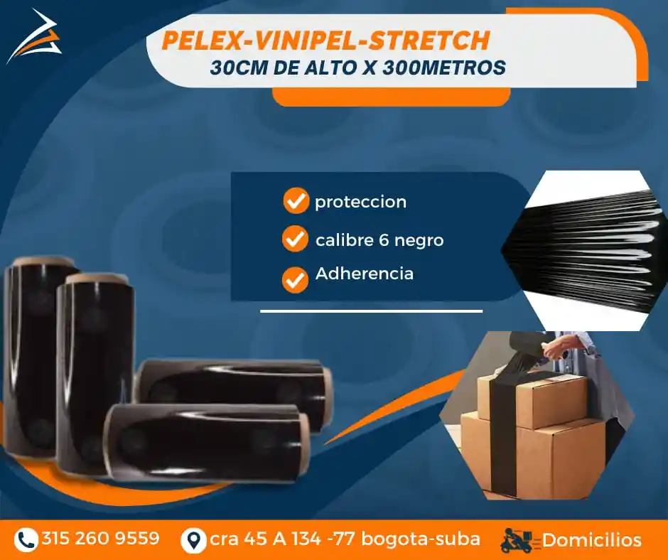 Vinipel-pelex Negro Para Empaque 30cmx300m Embalaje Para Mudanza