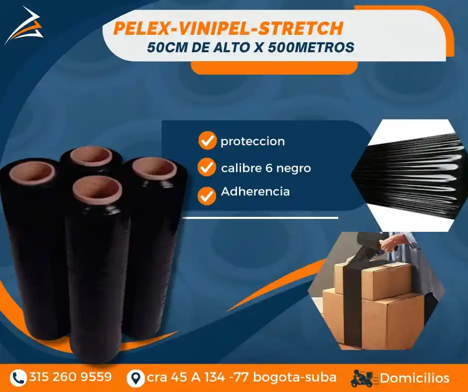 Vinipel Pelex Negro Para Empaque 50cmx500m Embalaje Para Mudanza