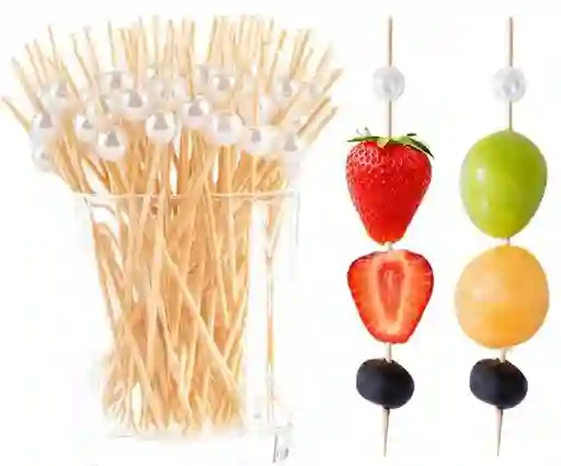 Pinchos Cóctel X 30 Unds Perla Blancas, Palillos De Bambú Perla Blanca