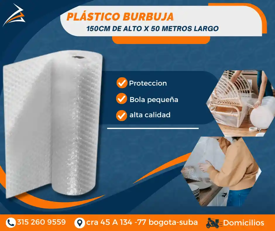 Plastico Burbuja-papel Burbuja 150 Cm X 50 Metros De Largo Empaque Y Embalaje Para Mudanza