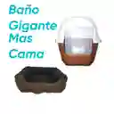 Baño Para Gatos Gigante Mas Cama Mediana Marron