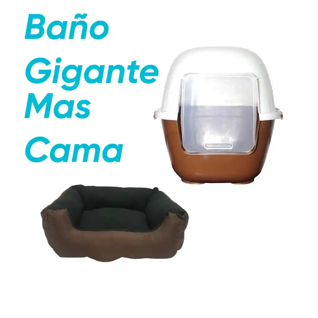Baño Para Gatos Gigante Mas Cama Mediana Marron