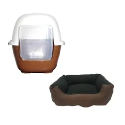 Baño Para Gatos Gigante Mas Cama Mediana Negro