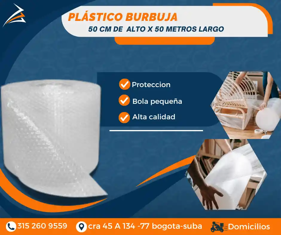 Plastico Burbuja-papel Burbuja 50cm X 50 Mtrs Empaque Y Embalaje Para Mudanza