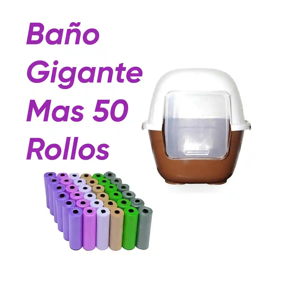 Baño Para Gatos Gigante Mas 50 Rollos Marron