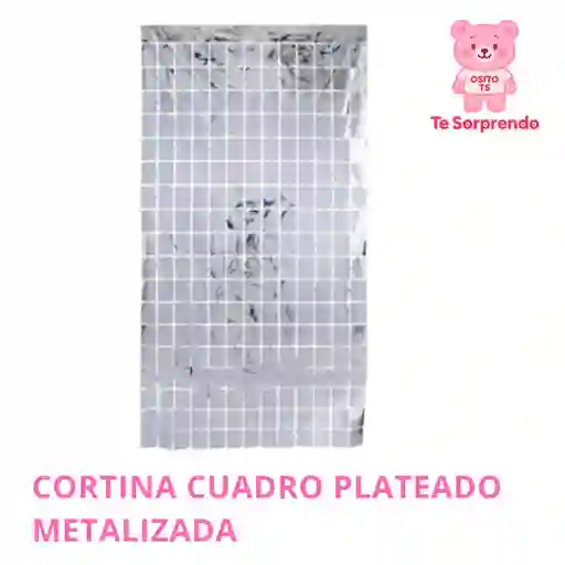 Cortina Cuadros Plateado Metalizado Para Cumpleaños