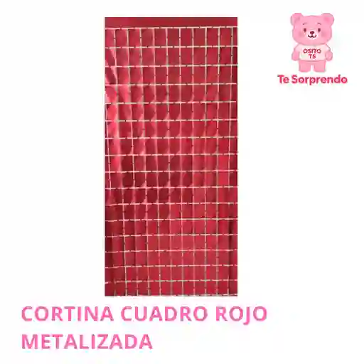 Cortina Cuadro Rojo Metalizado Para Cumpleaños