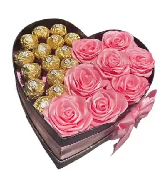 Corazon De Flores Eternas Y Chocolates Amor Y Amistad