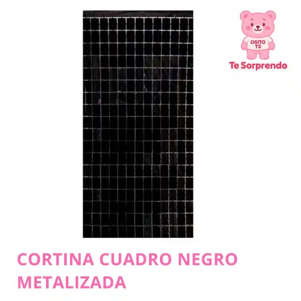 Cortina Cuadro Negro Metalizada Para Cumpleaños