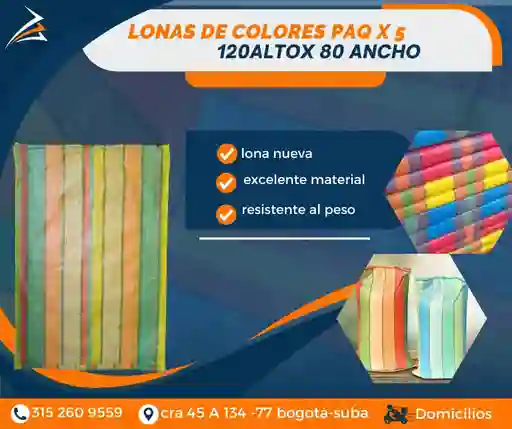 Lonas De Colores-lona Payaso 120 Cm De Alto X 80 Cm De Ancho Paquete X 5 Unidades Empaque Para Mudanza