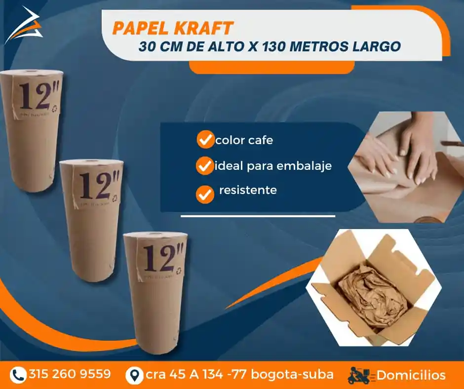 Papel Kraft 12 Pulgadas 30cm De Alto X 130 Metros De Largo Empaque Y Embalaje Para Mudanza