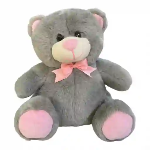 Peluche De Oso Gris Con Rosado