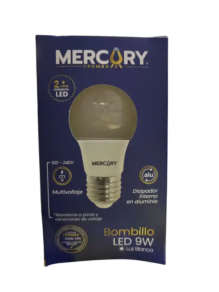 Bombillo Led Luz Blanca 9w Mercory Multivoltaje