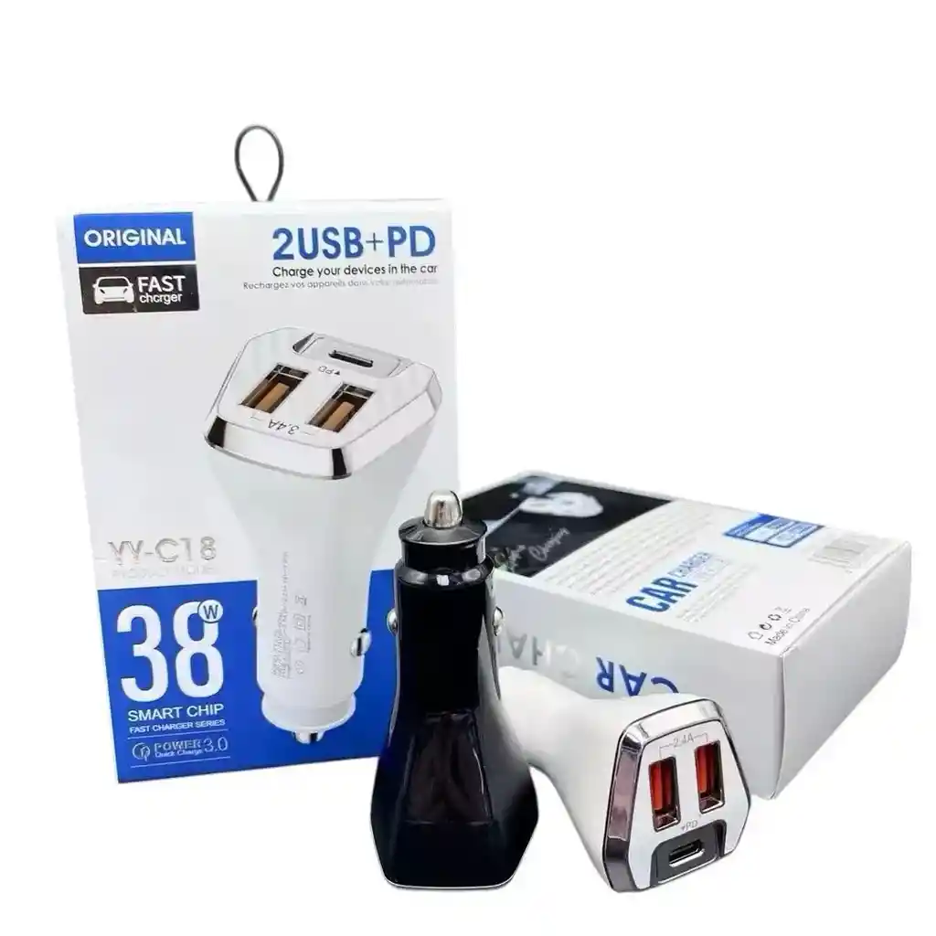 Cargador Plugin Para Carro Carga Rápida 2 Usb 38w Yy-c18