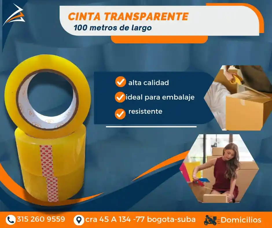 Cinta Transparente De 100 Metros Embalaje Y Empaque Para Mudanza