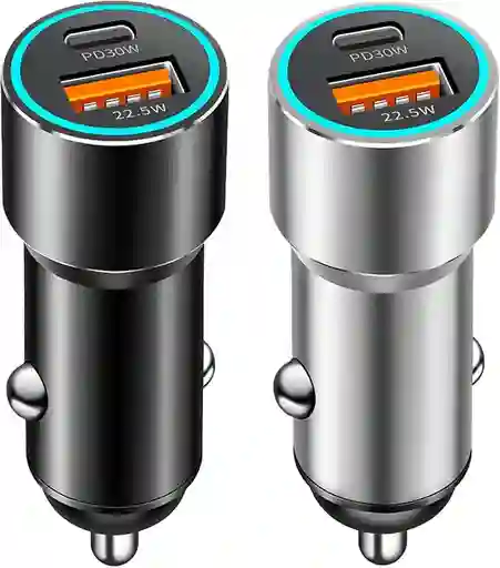 Adaptador De Encendedor De Cigarrillos Pd30w + Qc22.5w Adaptador De Carga De Teléfono De Coche Adaptador Usb De Doble Puerto Adaptador De Carga Rápida Para Coche