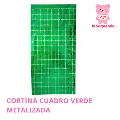 Cortina Cuadro Verde Metalizado Para Cumpleaños