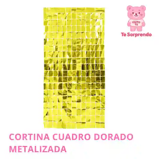 Cortina Cuadro Dorado Metalizado Para Cumpleaños