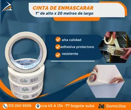 Cinta De Enmascarar 1 Pulgada X 20 Metros Para Empaque Y Embalaje