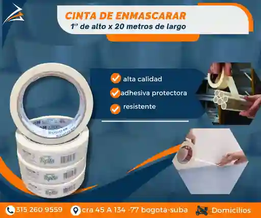 Cinta De Enmascarar 1 Pulgada X 20 Metros Para Empaque Y Embalaje