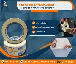 Cinta De Enmascarar 1 Pulgada X 40 Metros Para Empaque Y Embalaje