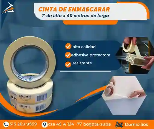 Cinta De Enmascarar 1 Pulgada X 40 Metros Para Empaque Y Embalaje