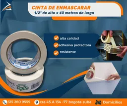 Cinta De Enmascarar 1/2 Pulgada Y Media X 40 Metros Embalaje Y Empaque