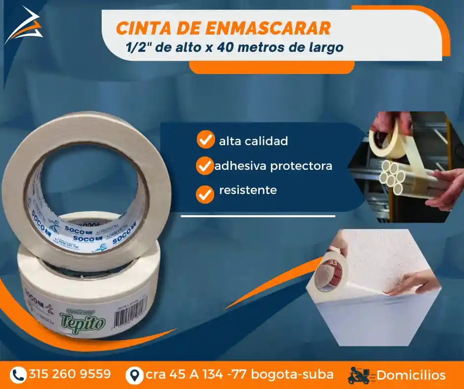 Cinta De Enmascarar 1/2 Pulgada Y Media X 40 Metros Embalaje Y Empaque