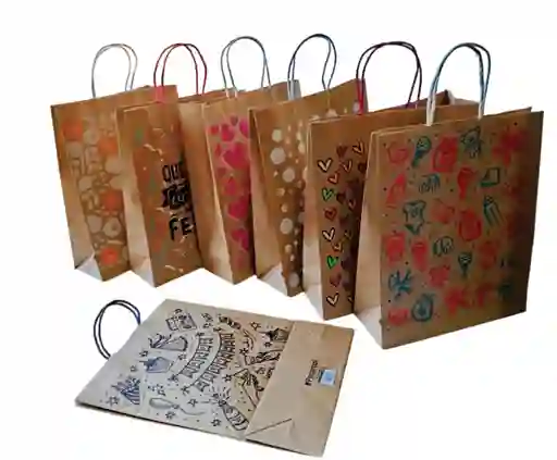 Bolsa De Regalo En Kraft 25 X 30 Motivos Surtidos