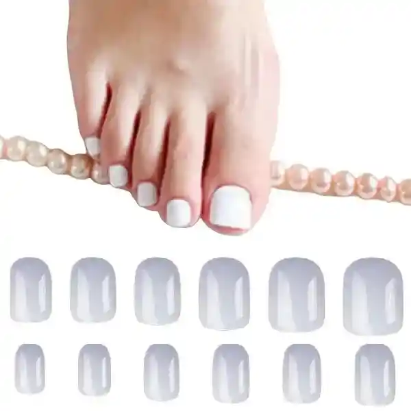 Uñas Postizas Para Pies Acrílicas Blancas Pedicure X 80 Unds