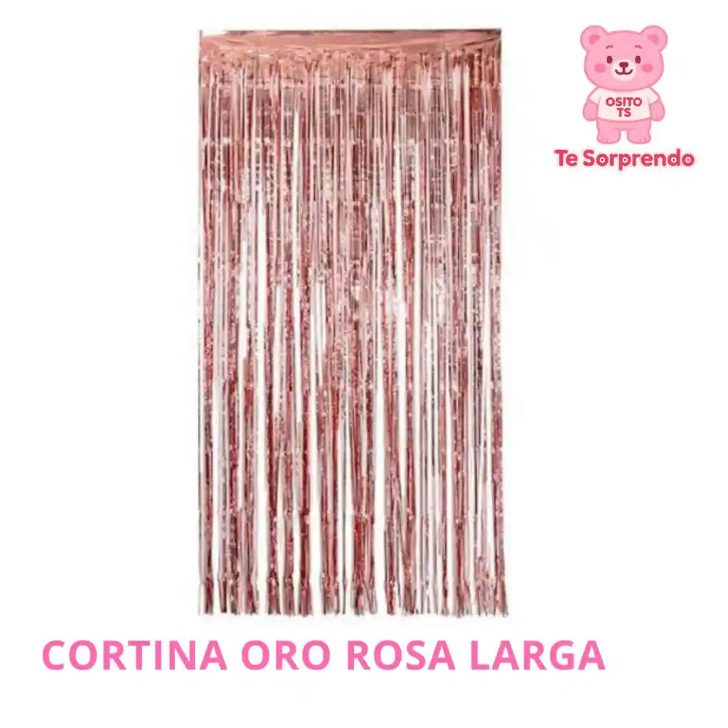 Cortina Larga Oro Rosa Para Cumpleaños