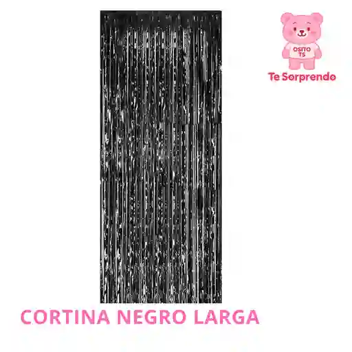 Cortina Larga Negro Metalizado Para Cumpleaños