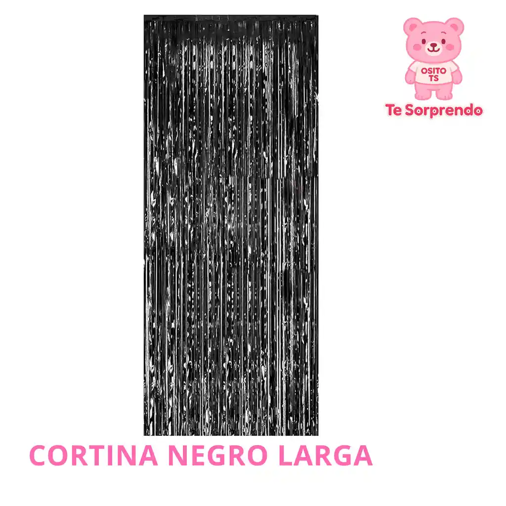 Cortina Larga Negro Metalizado Para Cumpleaños