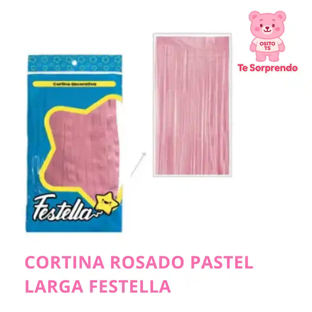 Cortina Larga Rosado Pastel Para Cumpleaños