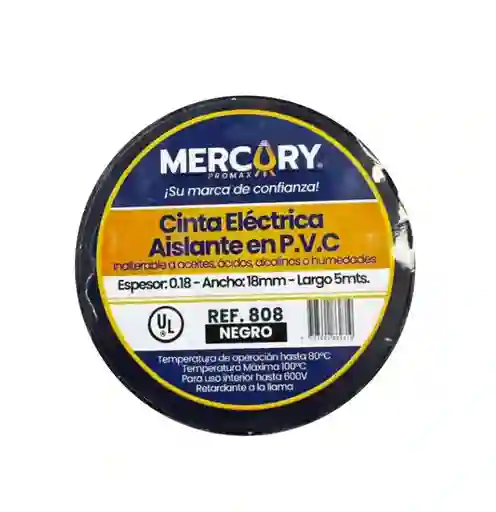 Cinta Aislante P.v.c Negra Espesor 0.18 - Ancho 18mm - Largo 15mts