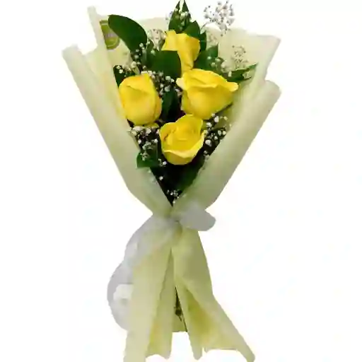 Bouquet De 4 Rosas Amarillas