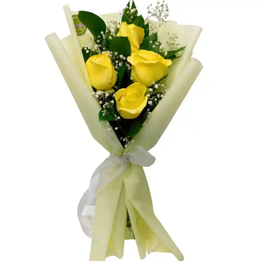Bouquet De 4 Rosas Amarillas