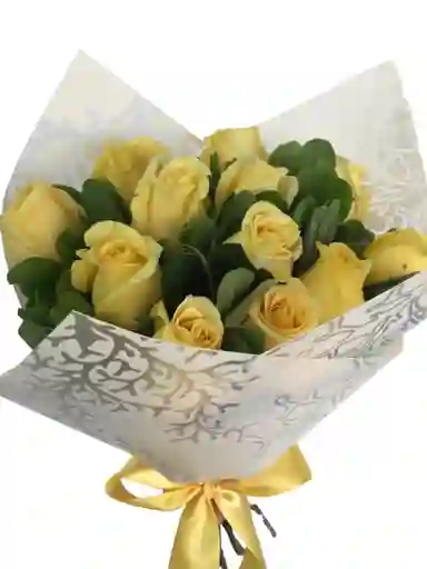 Ramo Redondo De 12 Rosas Amarillas