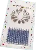 Velas Decorativas Para Pastel, Gris Con Soporte, X 12 Uds.