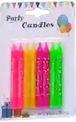 Velas Decorativas Para Pastel, 4 Colores, Decorada Feliz Cumpleaños Y Estrellitas. X 8 Uds.