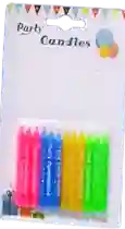 Velas Decorativas Para Pastel, 4 Colores, Decorada Feliz Cumpleaños Y Estrellitas. X 12 Uds.