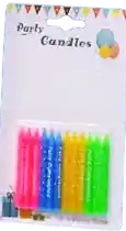 Velas Decorativas Para Pastel, 4 Colores, Decorada Feliz Cumpleaños Y Estrellitas. X 12 Uds.