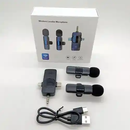 Micrófono Inalámbrico Doble Solapa Entrada Tipo C Y Iphone