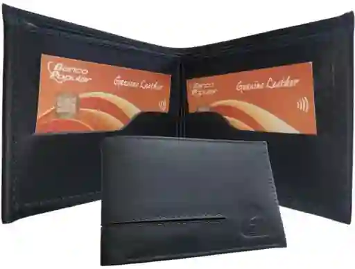 Billetera En Cuero Para Caballero - Montana, Color Negro, Con Compartimientos.