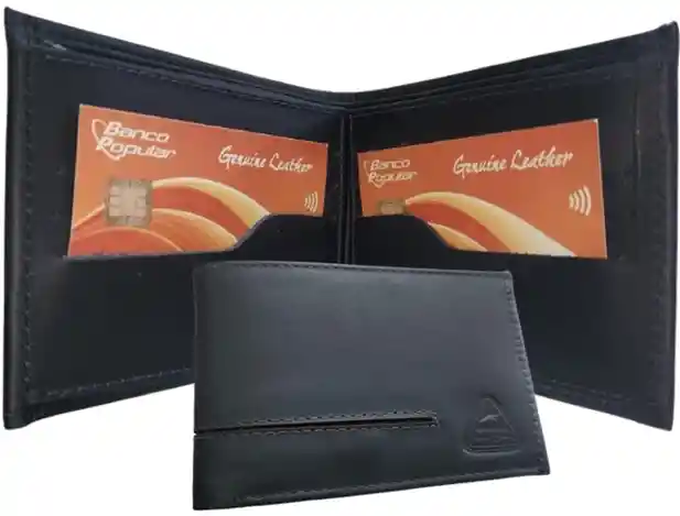 Billetera En Cuero Para Caballero - Montana, Color Negro, Con Compartimientos.