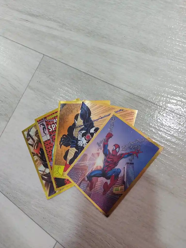 5 Láminas Stickers De Spiderman Variadas Panini Borde Dorado